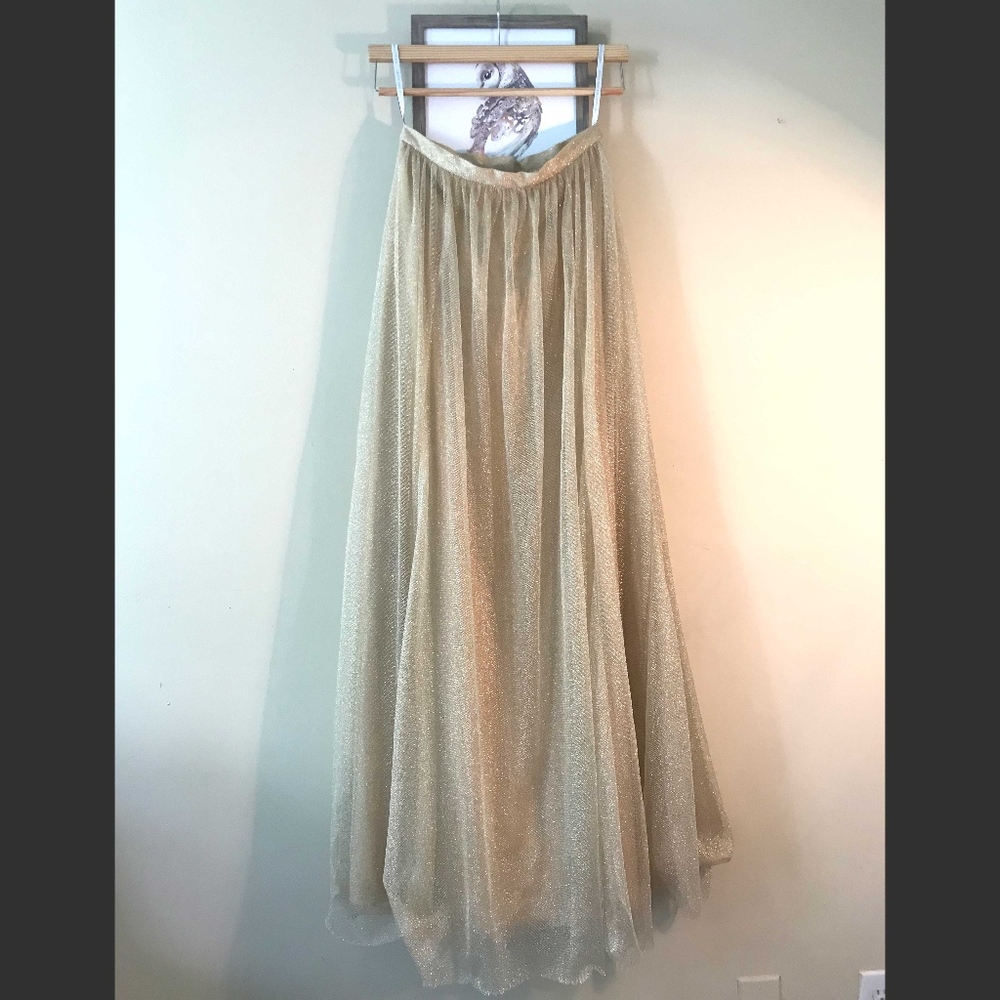 Gold Metallic Tulle Skirt - Jenny Yoo BHLDN